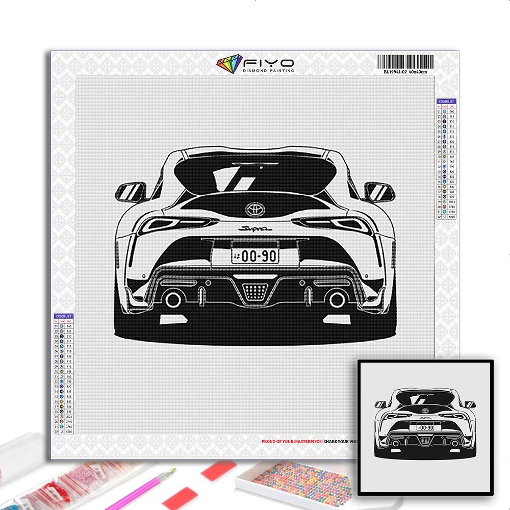 Полный 5D Diy Алмазная картина Вид сзади Всемирно известный автомобиль 5D Алмазная картина Full Round 30X30CM