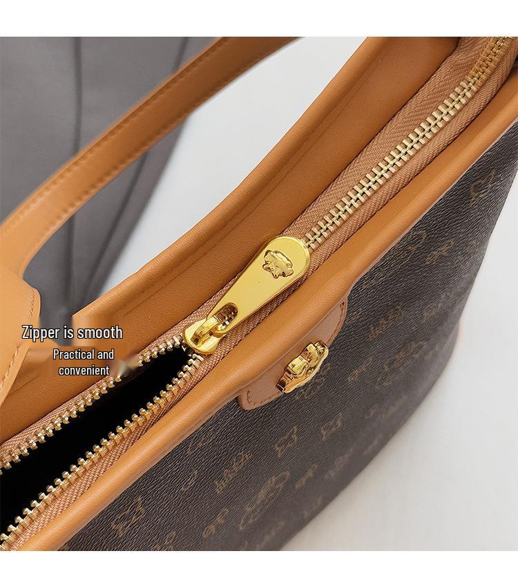 2025 Women's Large Capacity Retro Tote Bag, High-End Fashion Floral Commute Bag, Shoulder Crossbody Style