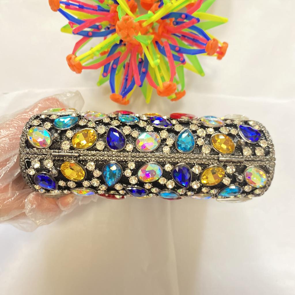 WHTUOHENG Green Rhinestone Evening Clutches Bags Multicolored Big Stone Wedding Party Dinner Bags Purses Large Capacity Crystal