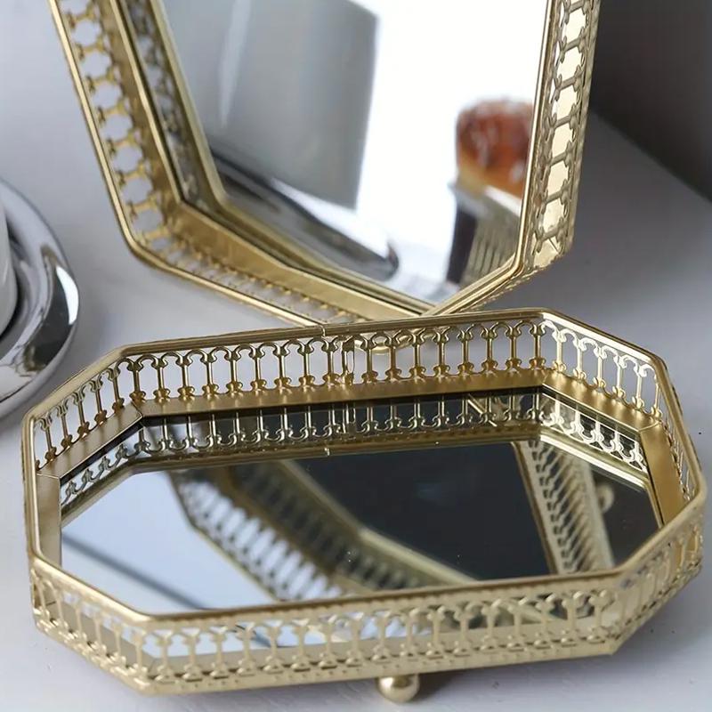 1PC Metal Cosmetics Trays Octagonal Versatile for Accessories Jewelry Tray Elegant Tray Organizer Jewelry 2 Sizes