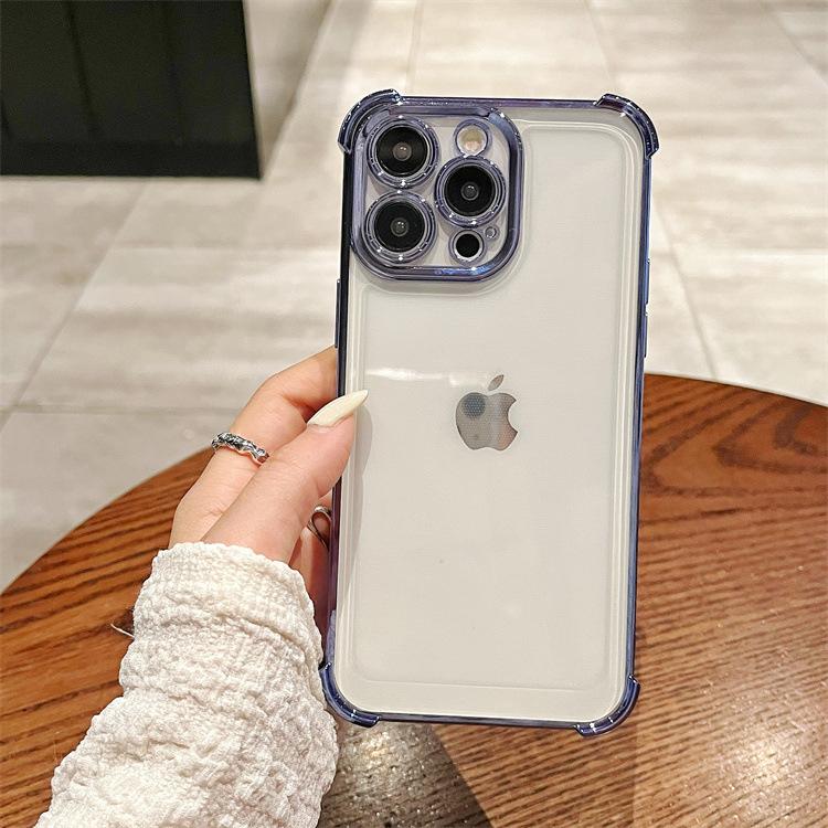 For Apple 16PRO Transparent Four Corner Anti Drop Electroplated Phone Case for IPhone 12/14 All Inclusive Precision Hole Protective Cover