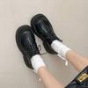 British style platform thick heel single shoes women's retro imitation leather fashion versatile lace-up round head jk small leather shoes