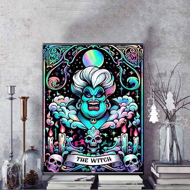 Disney 5D DIY Diamond Painting Ursula Dark Neon Tower Illustration Full Circle Diamond Mosaic Cartoon Dog Embroidery Art Painting Home Decor