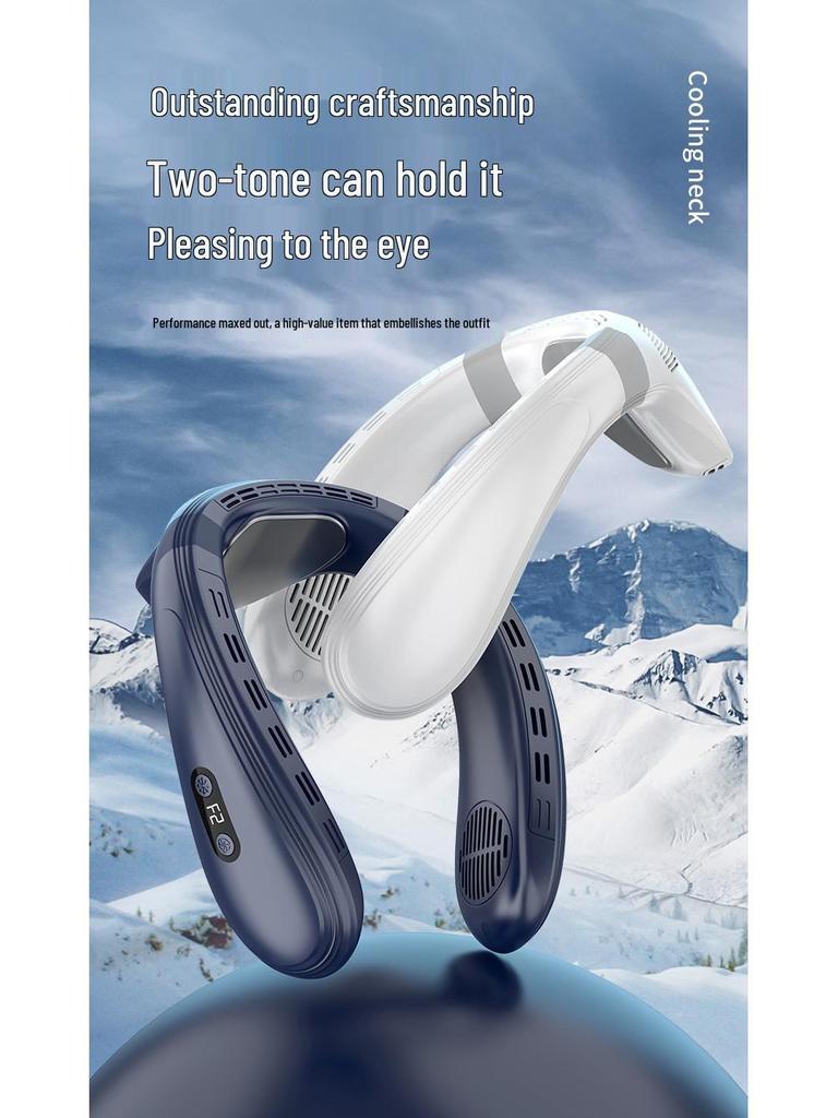 Portable USB Bladeless Neck Fan with Digital Display for Japan and South Korea