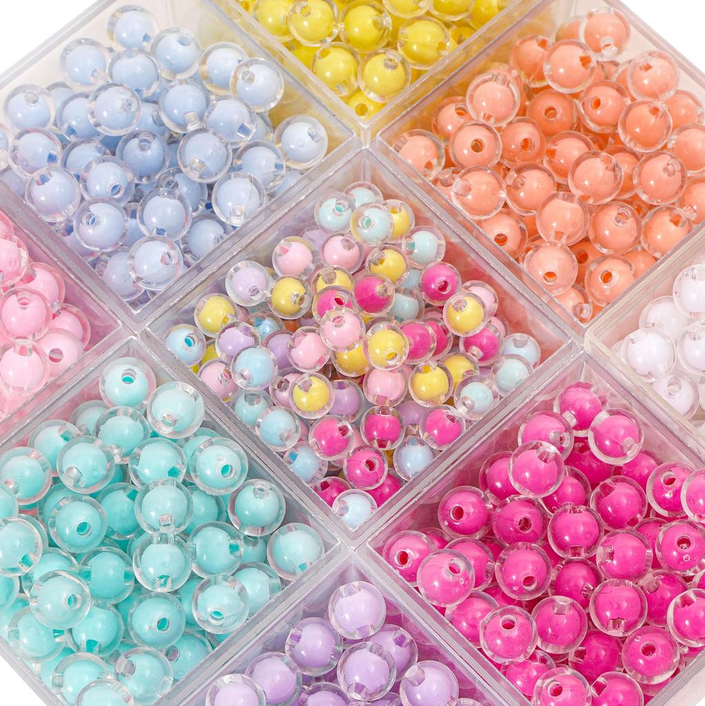 50Pcs Acrylic Beads Coated Colored Loose Round Beads For Jewelry Making DIY Necklace Accessories