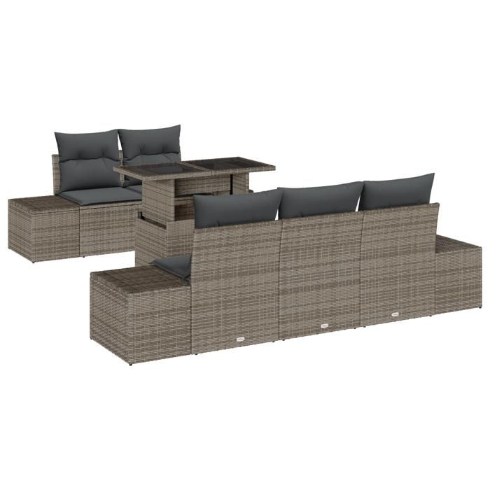 VidaXL Ensemble de canapé de jardin 6 pièces avec coussins gris en poly rattan 3349095