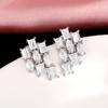 Huitan Geometric Shaped Stud Earrings for Women Inlaid Oval/Square/Pear Cubic Zirconia Fashion Contracted Lady's Earring Jewelry