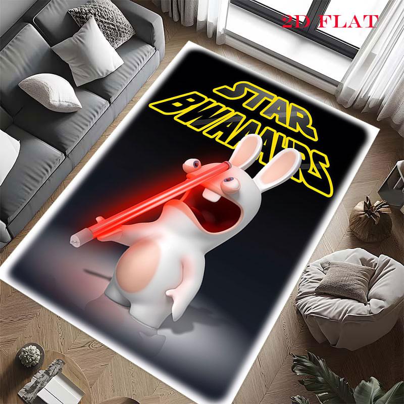 Rabbids Invasion Smile Carpet Rug for Living Room Bedroom Home Sofa Decoration,Kids Play Nonslip Floor Mat