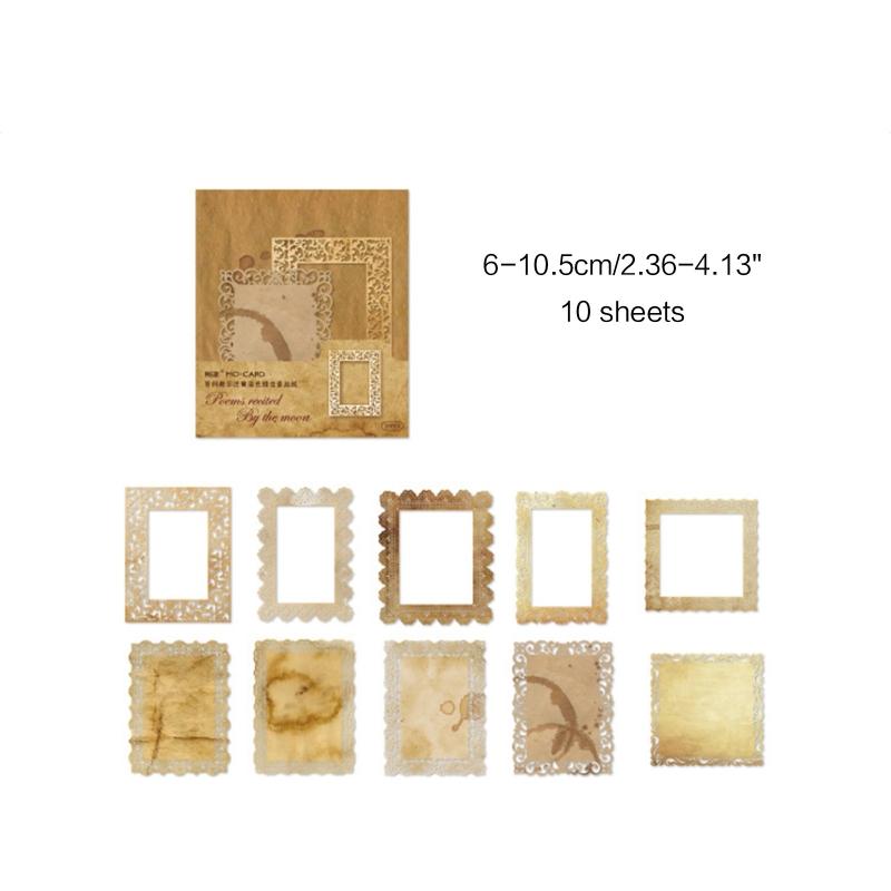 10-sheet Junk Journal Vintage Yellowed Coffee Dyed Hollow Lace Material Paper DIY Scrapbooking Collage Diary Album Decor