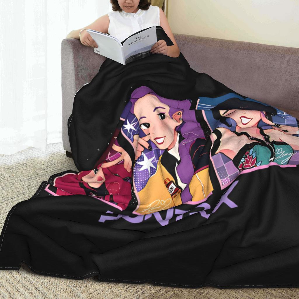 Warm Soft Blanket Camping Kpop Demon Hunters Bedding Throws  Flannel Bedspread For Bedroom Comfortable Sofa Bed Cover