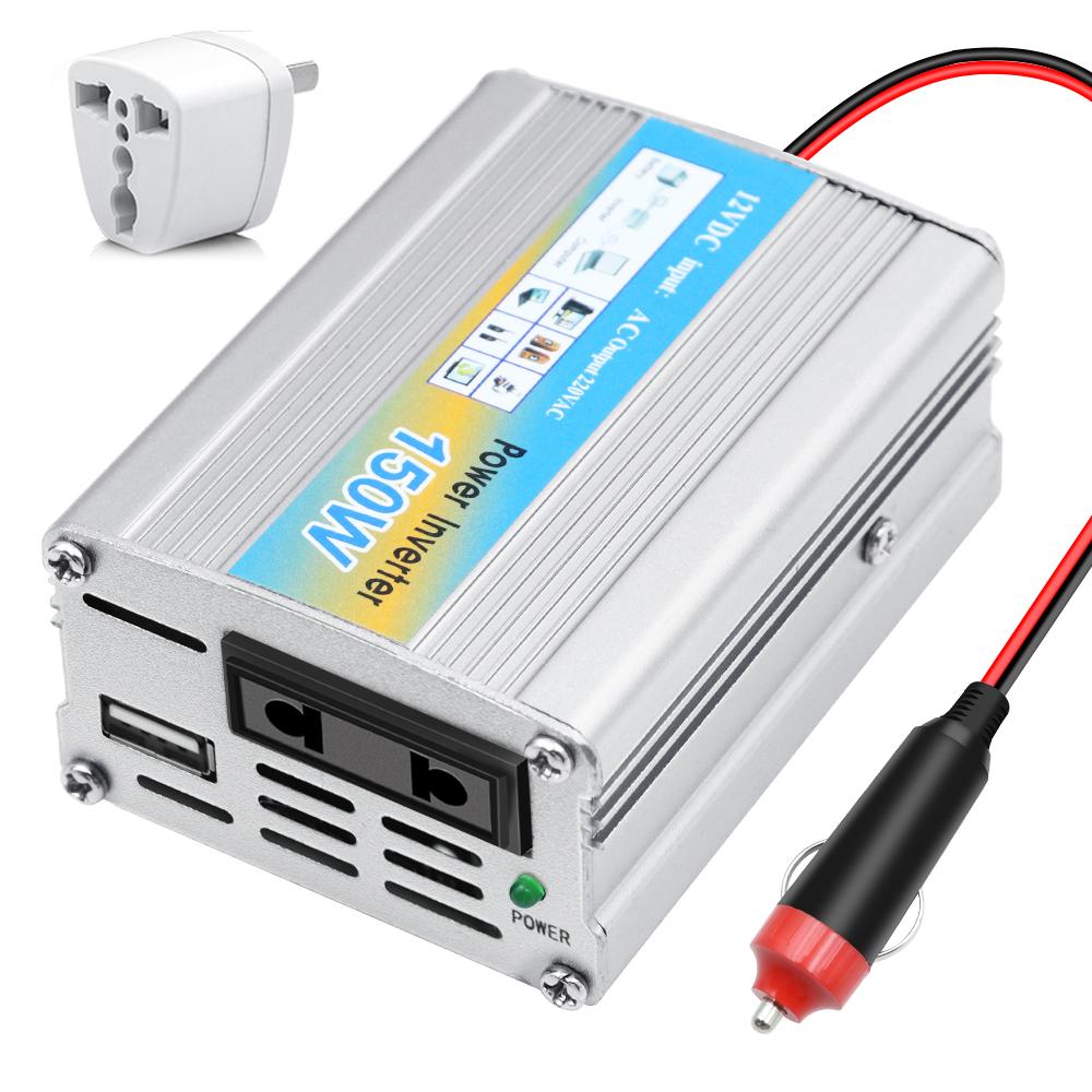 USB Voltage Transformer Car Power Inverter Conversion USB Battery Clip Portable 150W Mounted Inverter DC 12V To AC 220V 50Hz 12V Multiple Protection