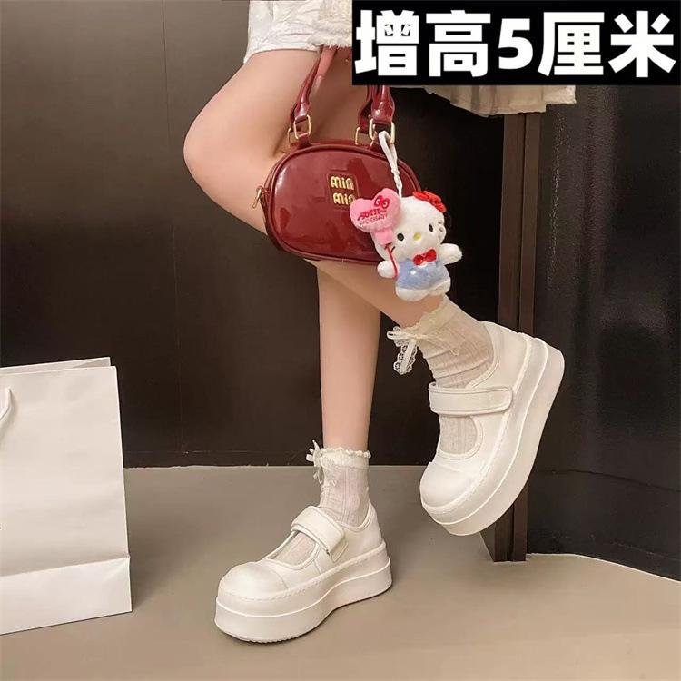 Summer Mary Jane women's shoes platform heightening small white shoes breathable hollow shoes with skirts versatile casual lazy shoes