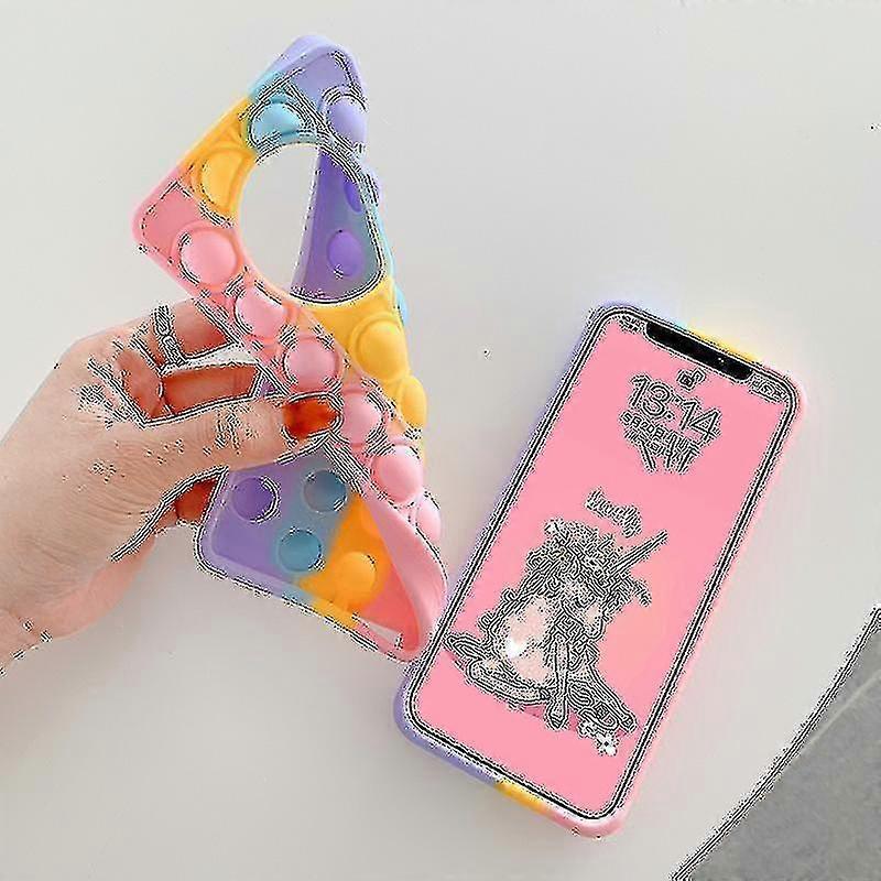 Phone Case Rainbow Decompression Rodent Control (Pink Phone Yellow Samsung)