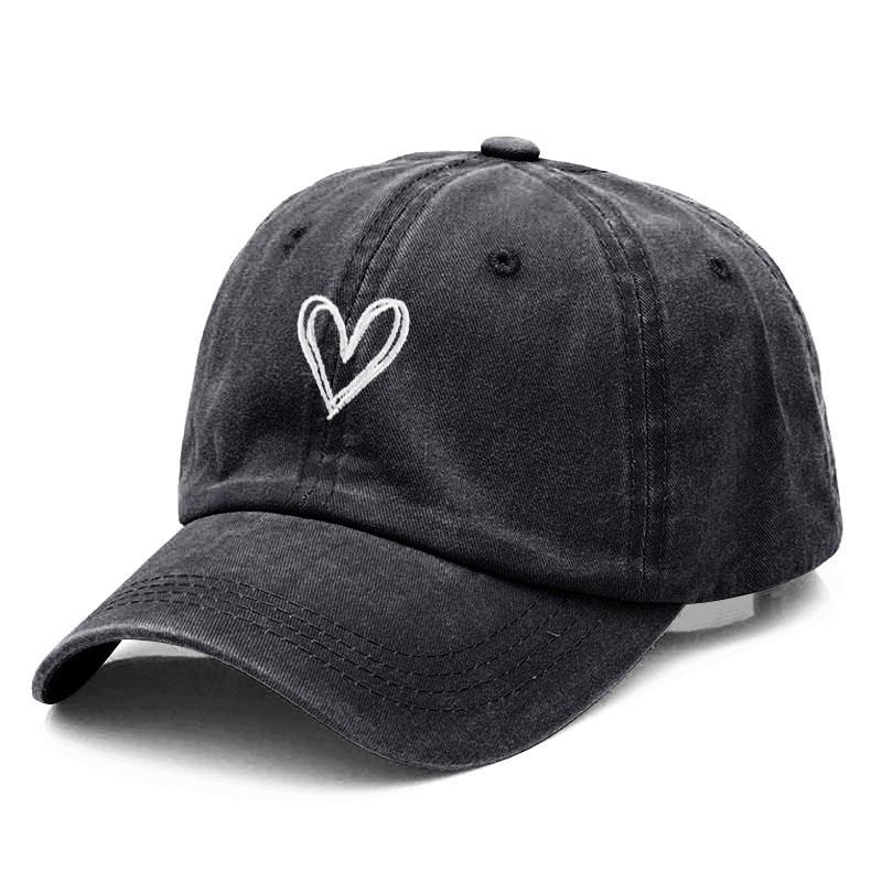

Heart Embroidery Vintage Cotton Unisex Baseball Cap Fashion Women Hat Sport Visors Snapback Cap Breathable Outdoor Sun Hat Dropship