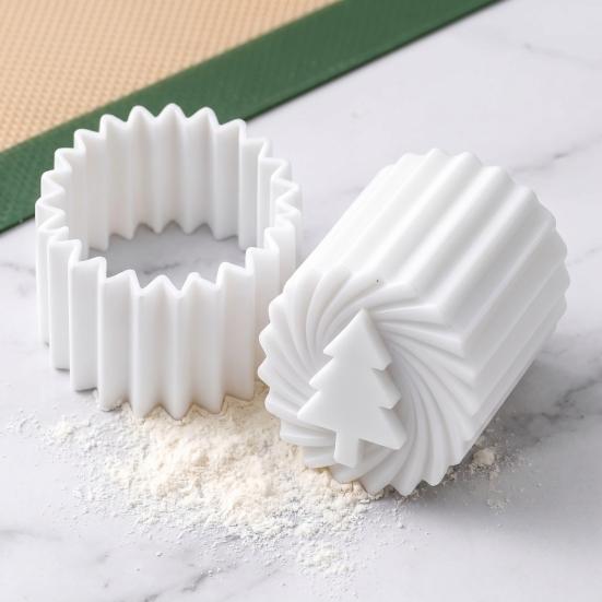 Plastic Mooncake Mold Double-Sided Press Mold, 2-in-1 Pastry Stamp, Christmas Kitchen Decorator Tree Design Decorative Baking Tool for Homemade