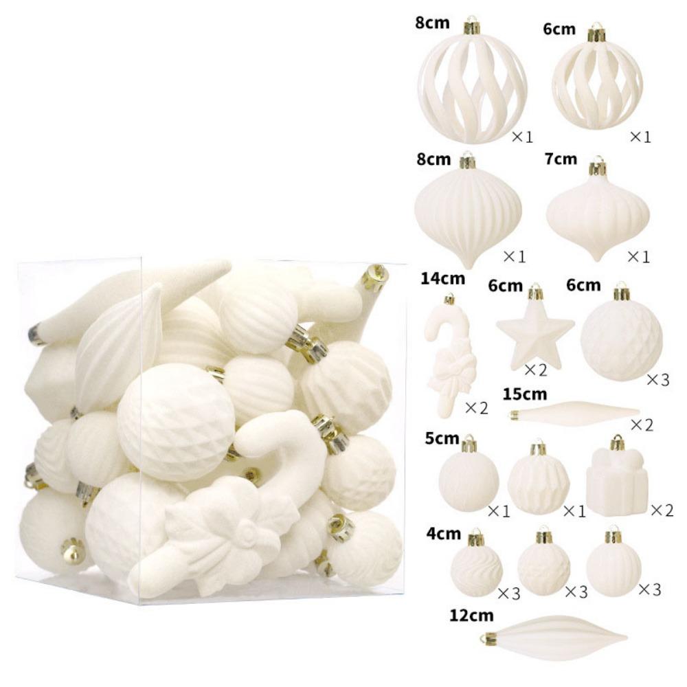 28Pcs Special-shaped Flocked Christmas Balls Colorful Reusable Christmas Hanging Balls Shatterproof Decorative