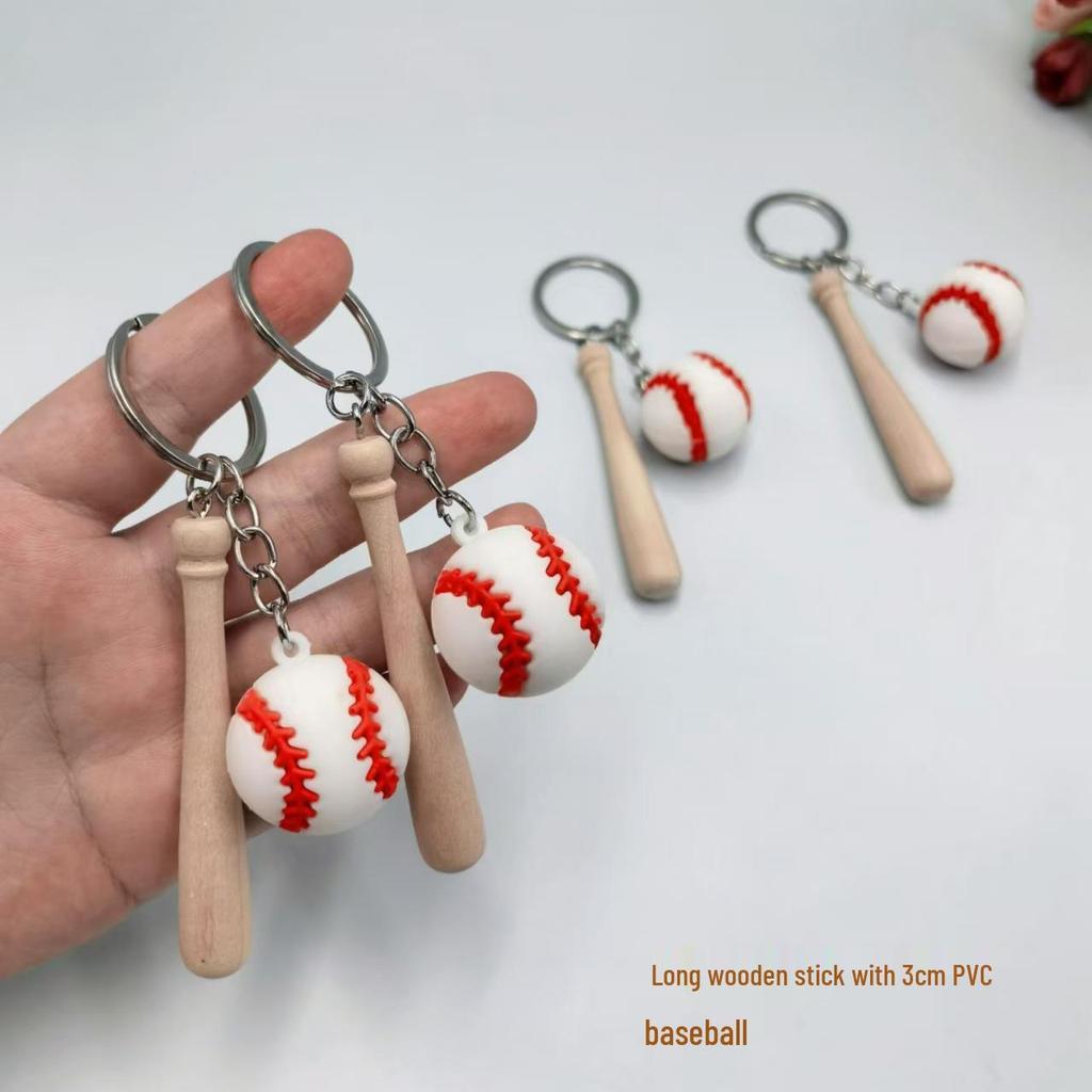 Soft Rubber Baseball Keychain Set: Creative PVC Simulation Sports Ornament (2-Piece)