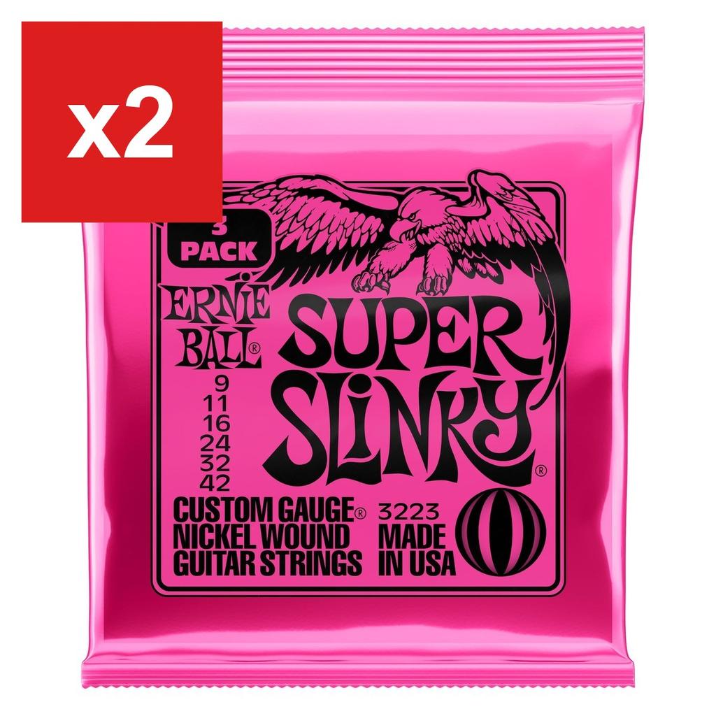 Ernie Ball 3223 Super Slinky Electric Guitar Strings, 09-42, 3-Set Pack