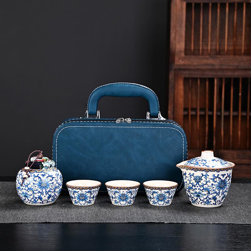 Travel Tea Set, Convenient Ceramic Express Cup, a Pot of 3 Cups, Company Business Activities Souvenir
