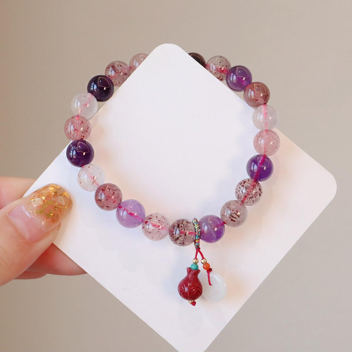

Natural amethyst bracelet strawberry crystal bracelet. Bangles Women Fashion Jewelry accessories Gift