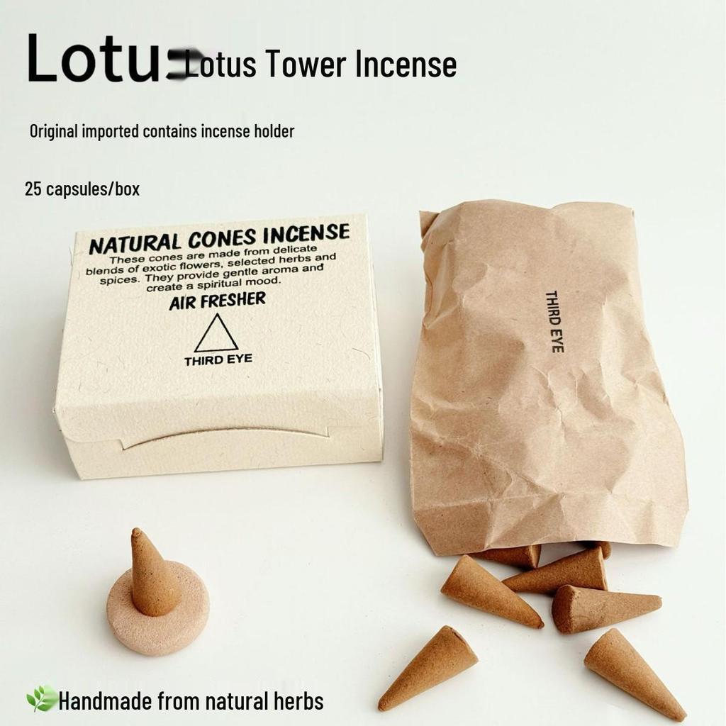 Lotus Tower Genuine Indian Handmade Aromatherapy Cone Incense - Natural Ingredients to Purify & Calm the Mind