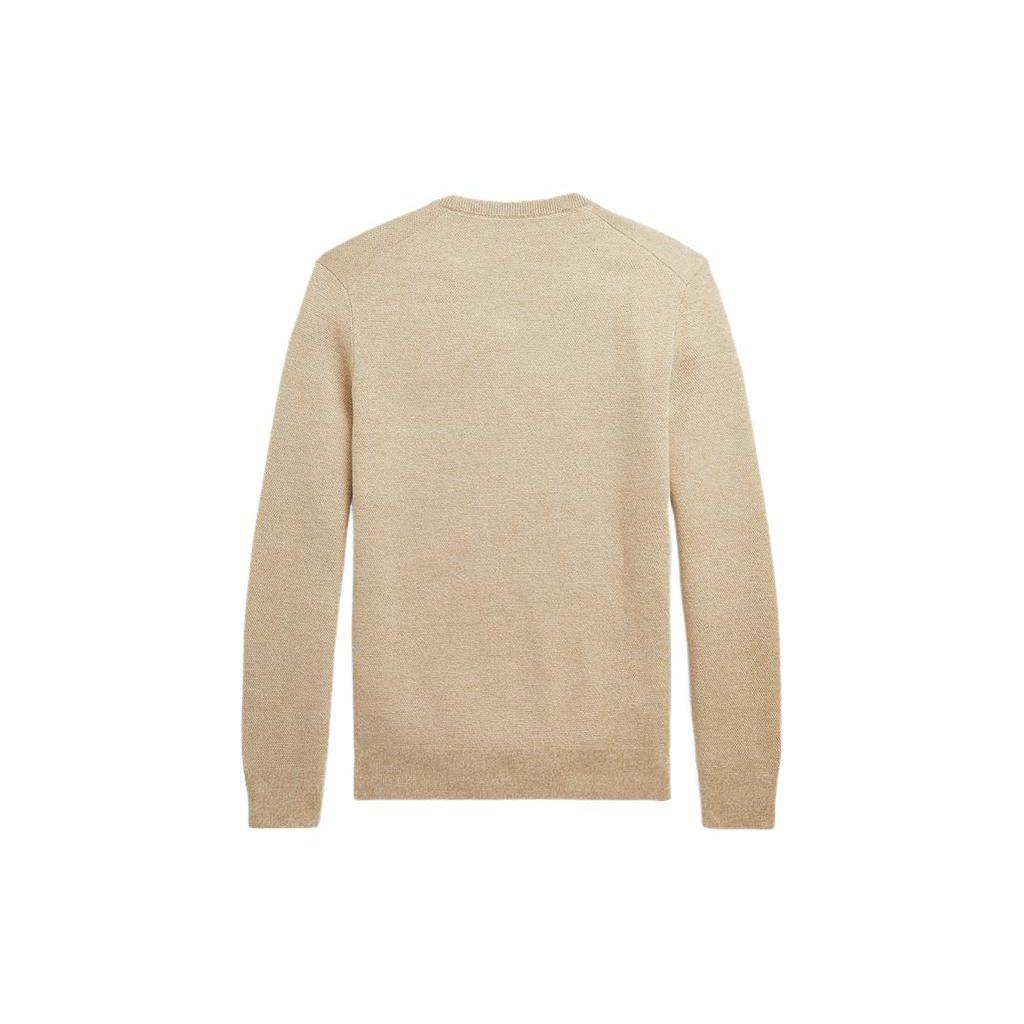 Polo Ralph Lauren FW22 Solid Color Logo Embroidered Crew Neck Sweater Men Sweater Beige MNPOSWE16821243-101
