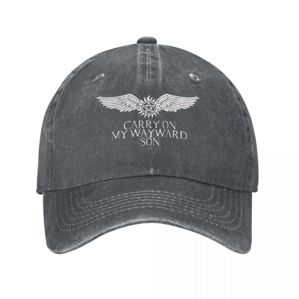 Supernatural Wing Unisex Style Baseball Cap Dean Sam Distressed Washed Hats Cap Classic All Seasons Travel Adjustable Headwear