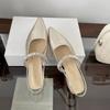 Fashion New Style Women' Concise Crystal Low Heel Sandals Slingback Pointed Toe Dress Office Shoes Woman Comfort Light Casual Slippers