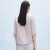 Spring and Summer New Style with Mushroom Edge Design Commuting Mulberry Silk Five Sleeve Shirt for Women