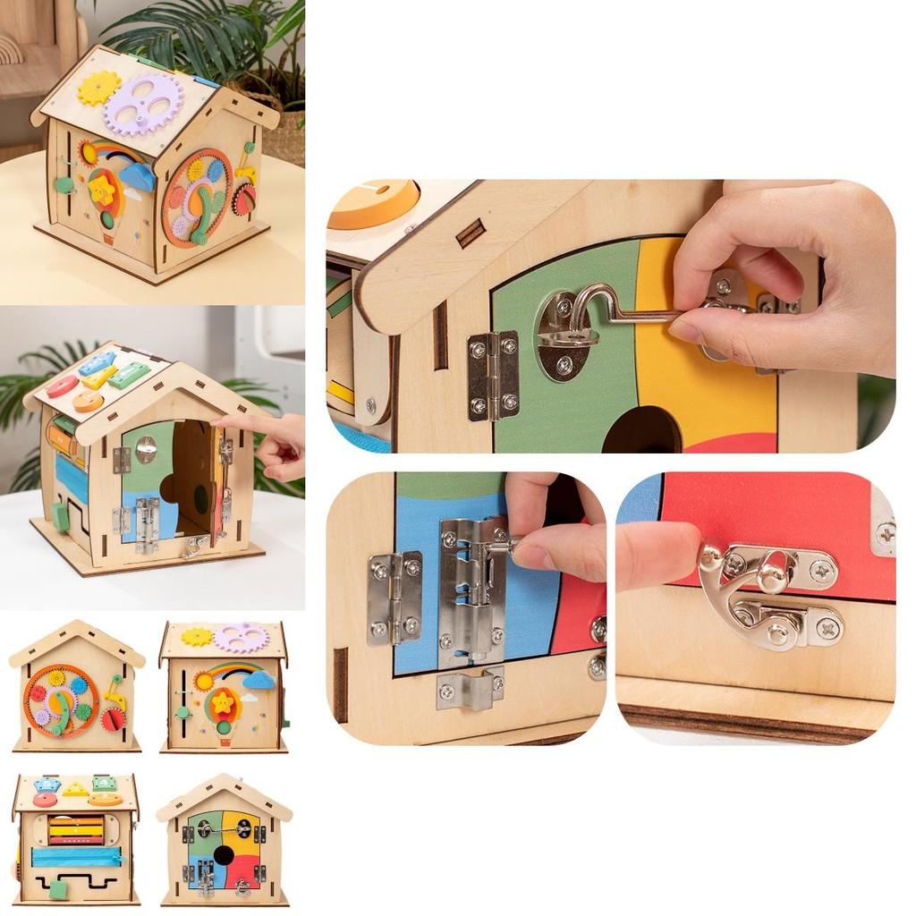 Wooden Busy House Toy For Kids With Educational Activities And Multifunctional Puzzle