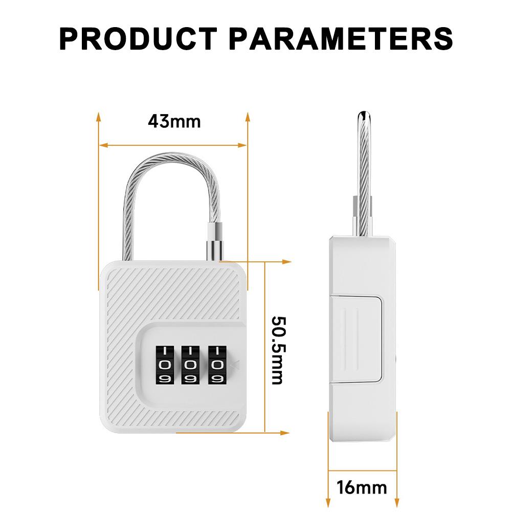 Portable Padlock 3 Digit Code Lock For Travel Luggage Cabinet Locker Anti-theft Combination Password Lock Padlock White/black