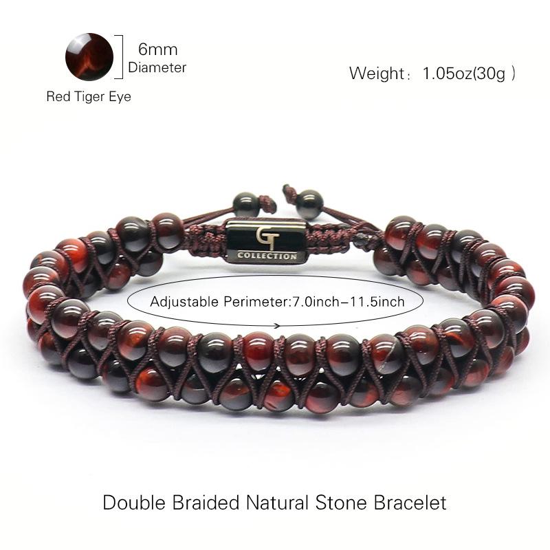 Double-Layer Frosted Tiger Eye Stone Bracelet with Customizable DIY Engraving