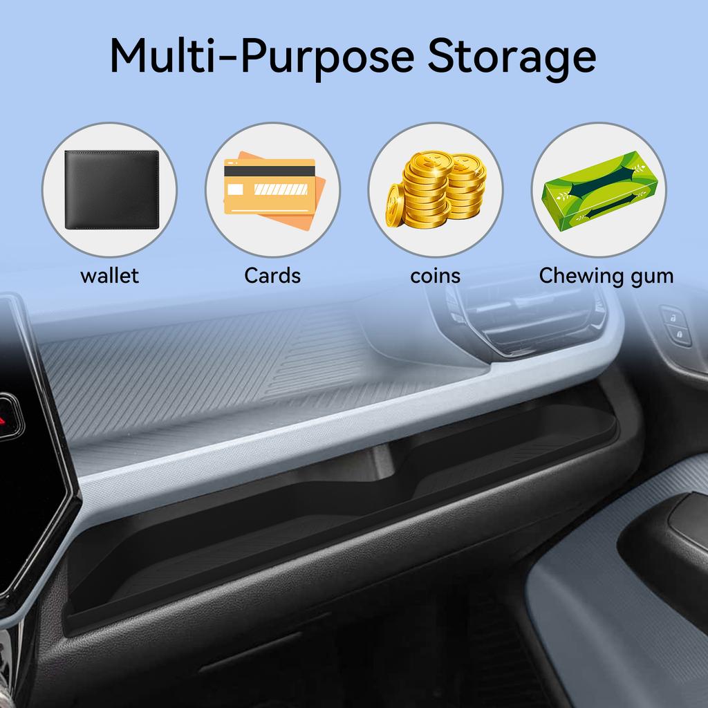 LUCKEASY Left Drive for Chevrolet/Chevy Bolt EV 2027+ Silicone Passenger Dashboard Lower Storage Tray Interior Accessories Black