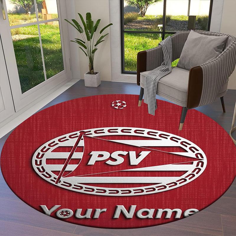 Philips Sport Vereniging Custom Name Round Area Rug,Carpet Rug for Living Room Bedroom Sofa Playroom Decor,Non-slip Floor Mat