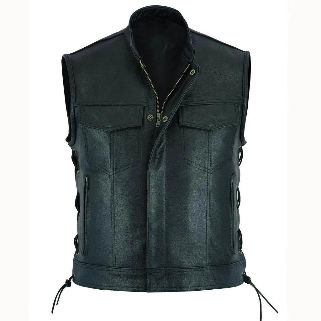 Men Pu Leather Vest 2026 Men Single-Breasted Zipper Short Sleeveless Top Winter Autumn Men Motorcycle Biker Leather Waistcoats