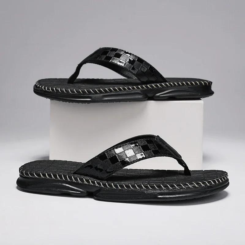Men's Shoes 2024 Men's Summer Sandals Brand Slippers Luxury Living Room Slippers for Man Genuine Mens Slipper Flip Flops Man