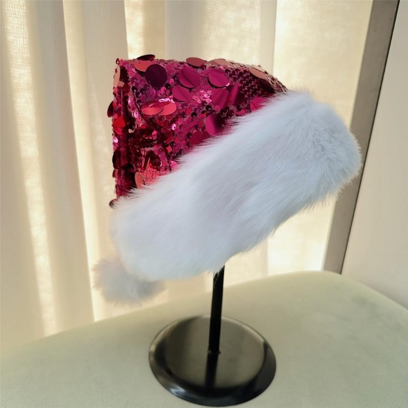 Christmas Hats for Holiday Celebration Festival Props Hat All Age Small Large Sequined Santa Caps Party Gathering Headwear