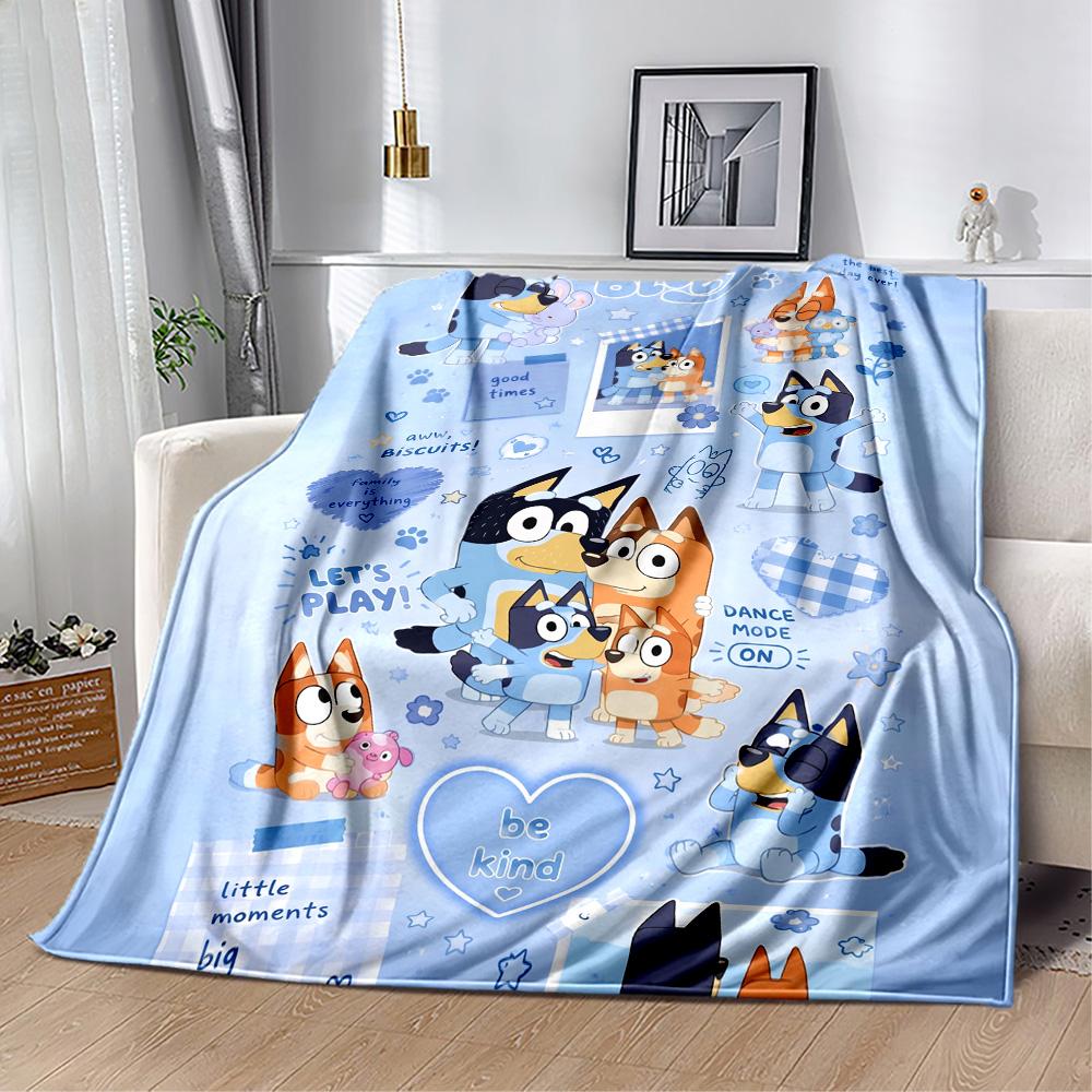 Bluey's Colorful Adventures Blanket Ultra-Soft Perfect for Livingroom Seaside Bedding All-Season Use Playful Design