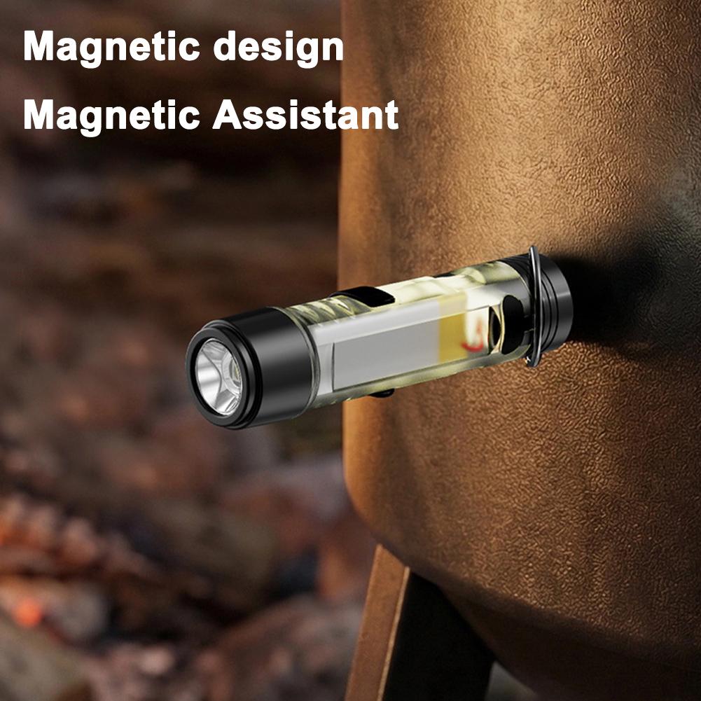 Mini LED Flashlight Rechargeable Powerful Pocket Torch Magnetic Keychain Light For Outdoor Camping Fishing EDC Lamp