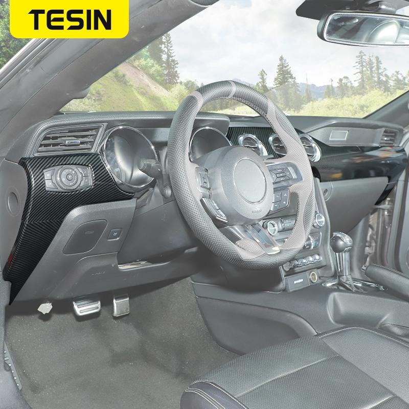 TESIN Car Center Console Panel Decoration Cover Frame Stickers Accessories For Ford Mustang 2015 2016 2017