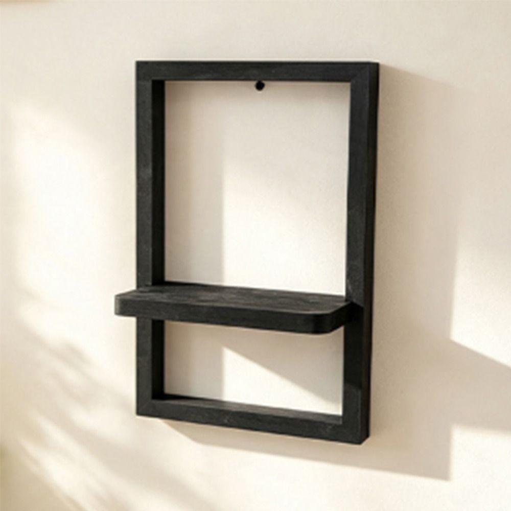 Square Shape Wooden Wall Shelf Decorative Wall Mounted Shelf Vintage Wall Floating Hanger Bedroom