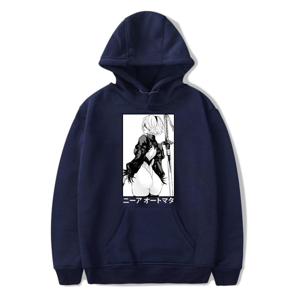 Nier 2B Gaming Waifu Anime Vintage 90er Hoodie Herren und Damen Harajuku Hip-hop Sport Frühling Sweatshirt Pullover Oberbekleidung