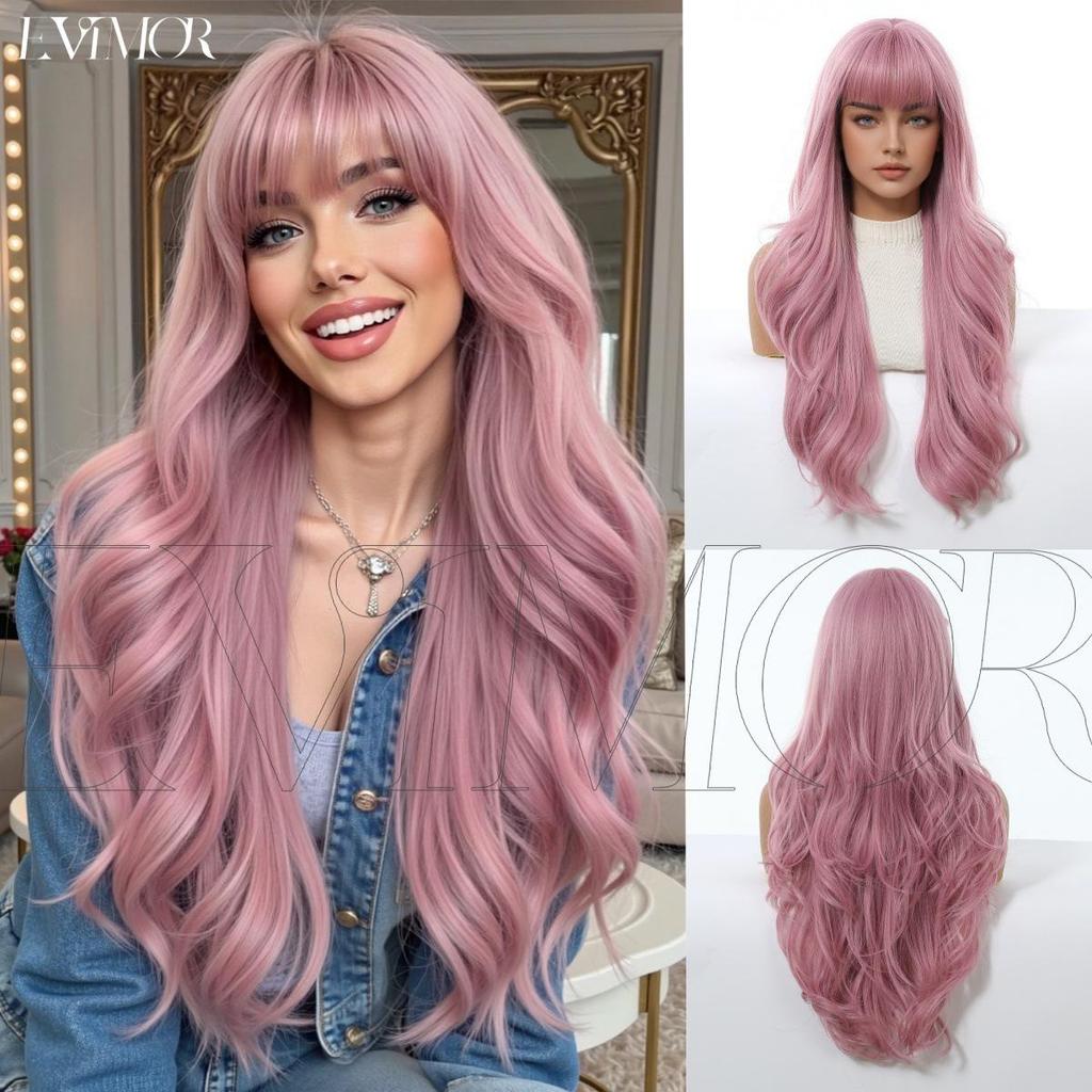 Women's Long Sky Blue Wavy Wig for Daily Lolita Look, Ideal for Round Faces