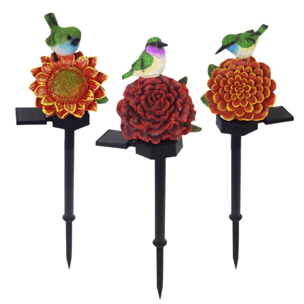 Solar LED Flower Bird Lights for Outdoor Courtyard, Balcony, Garden, and Camping with Sensor Activation.