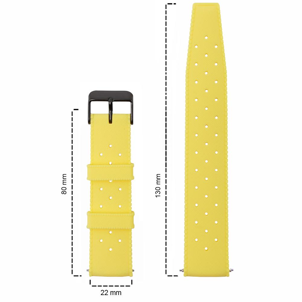 ERBORD Universal Silicone Strap 22mm, Tropic, Yellow/Black Buckle