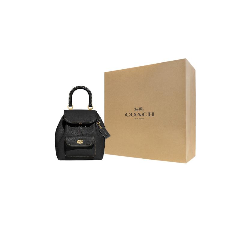 COACH Riya Cow Leather Backpack Medium Women's Black CH789-B4BK