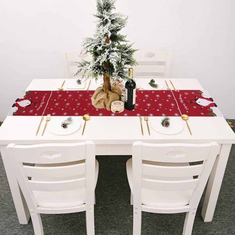Christmas Table Runner Merry Christmas Decoration for Home Xmas Party Decor 2024 Navidad Notal Noel Ornament Happy New Year 2025