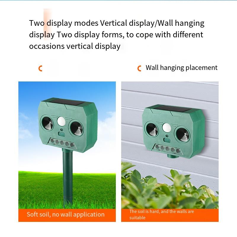1PC Outdoor Solar Energy Animal Repellent, Ultrasonic Mouse Repellent, Infrared Induction, Ultrasonic Bird Repellent and Insect Repellent
