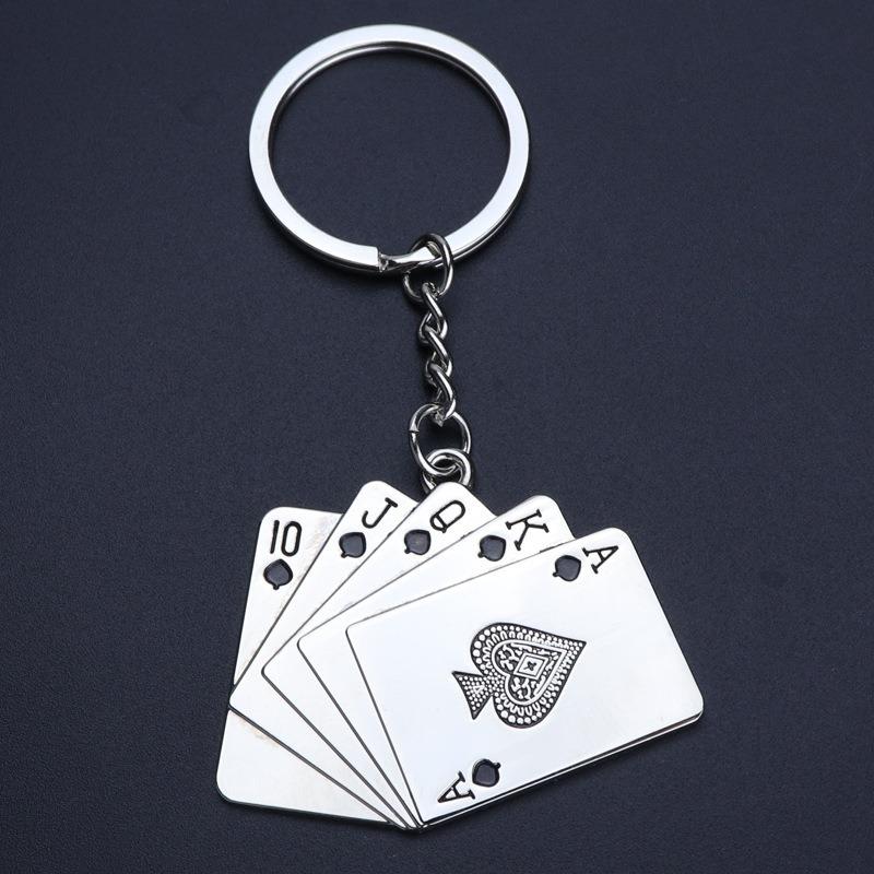 

1 шт., унисекс-брелок, креативный держатель для ключей в виде покера, мужские автомобильные брелки, универсальный брелок, металлический брелок, аксессуары чёрный