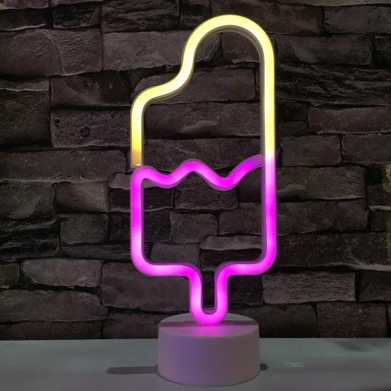 LED Night Light Good Brightness Decorative Portable Useful Bedroom Ice Cream/Ice Lolly Neon Lamp Party Decor